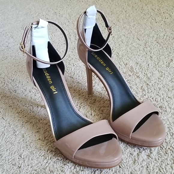 Madden Girl Flashy Ankle Strap Fawn Patent Heels - Picture 9 of 16